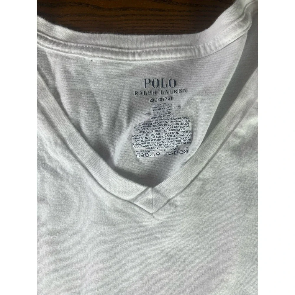 Polo Ralph Lauren Shirt Mens 2XL Short Sleeve V Neck Casual Outdoors White